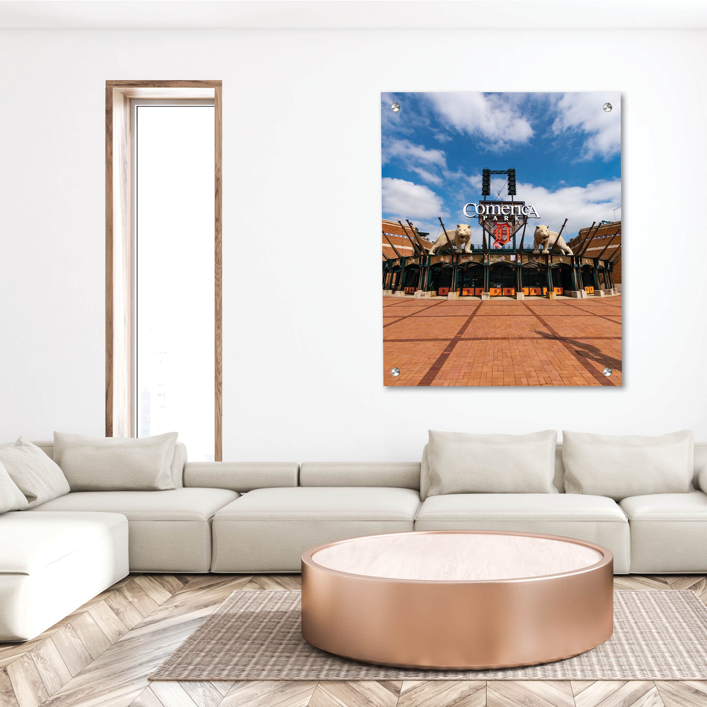 Color Photography Detroit Baseball Tigers Stadium Statue Canvas Wall Art Downtown Detroit Tigers