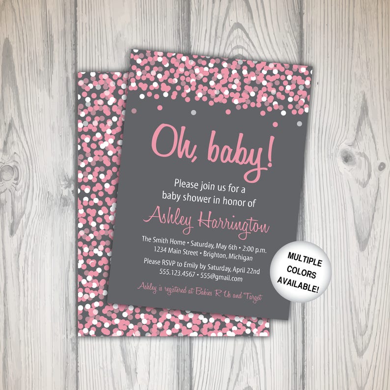 Baby Shower Invitation Girl Oh Baby Shower Invitation Oh Etsy UK
