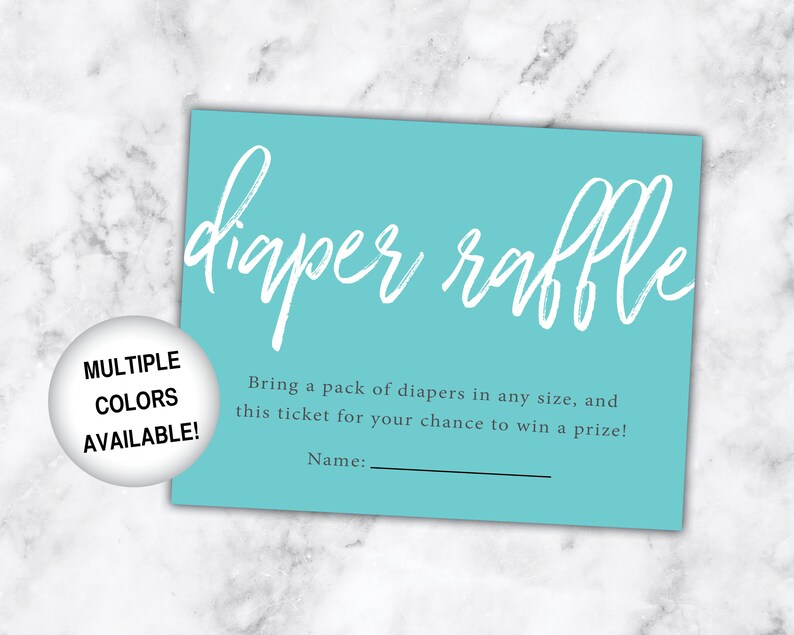 Turquoise Raffle Ticket Diaper Raffle Ticket for Baby Shower | Pink Diaper Raffle Insert Card ...