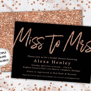 Miss to Mrs Bridal Shower Invitation Rose Gold Bridal Shower Invitation Miss to Mrs Rose Gold Glitter Rose Gold from Miss to Mrs Marble image 6