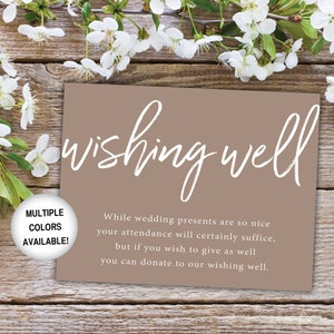 Rustieke Wishing Well Card voor bruidsdouche | Bruidsdouche Wishing Well Insert Card | Afdrukbare Wensput Uitnodiging Sjabloon Rustiek