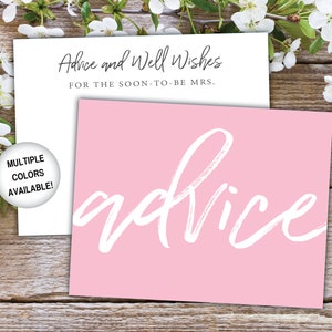 Advice Card Insert for Bridal Shower Bridal Shower Advice Card Template Advice and Well Wishes Card Printable Advice Card for Bride image 7