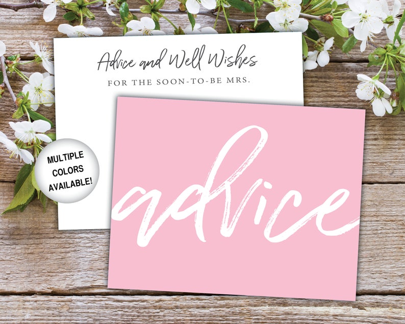 Advice Card Insert for Bridal Shower Bridal Shower Advice Card Template Advice and Well Wishes Card Printable Advice Card for Bride image 7