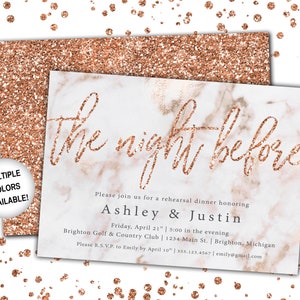 Rose Gold Rehearsal Dinner Invitation Rehearsal Dinner Invitation Template Rose Gold The Night Before Rehearsal Invitation Glitter image 5