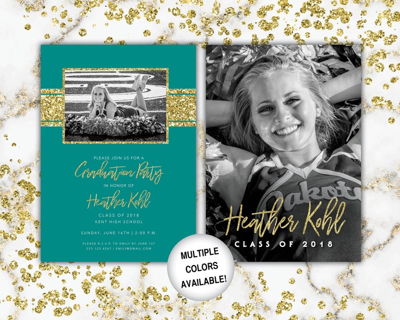 black-and-gold-graduation-party-invitation-gold-glitter-etsy