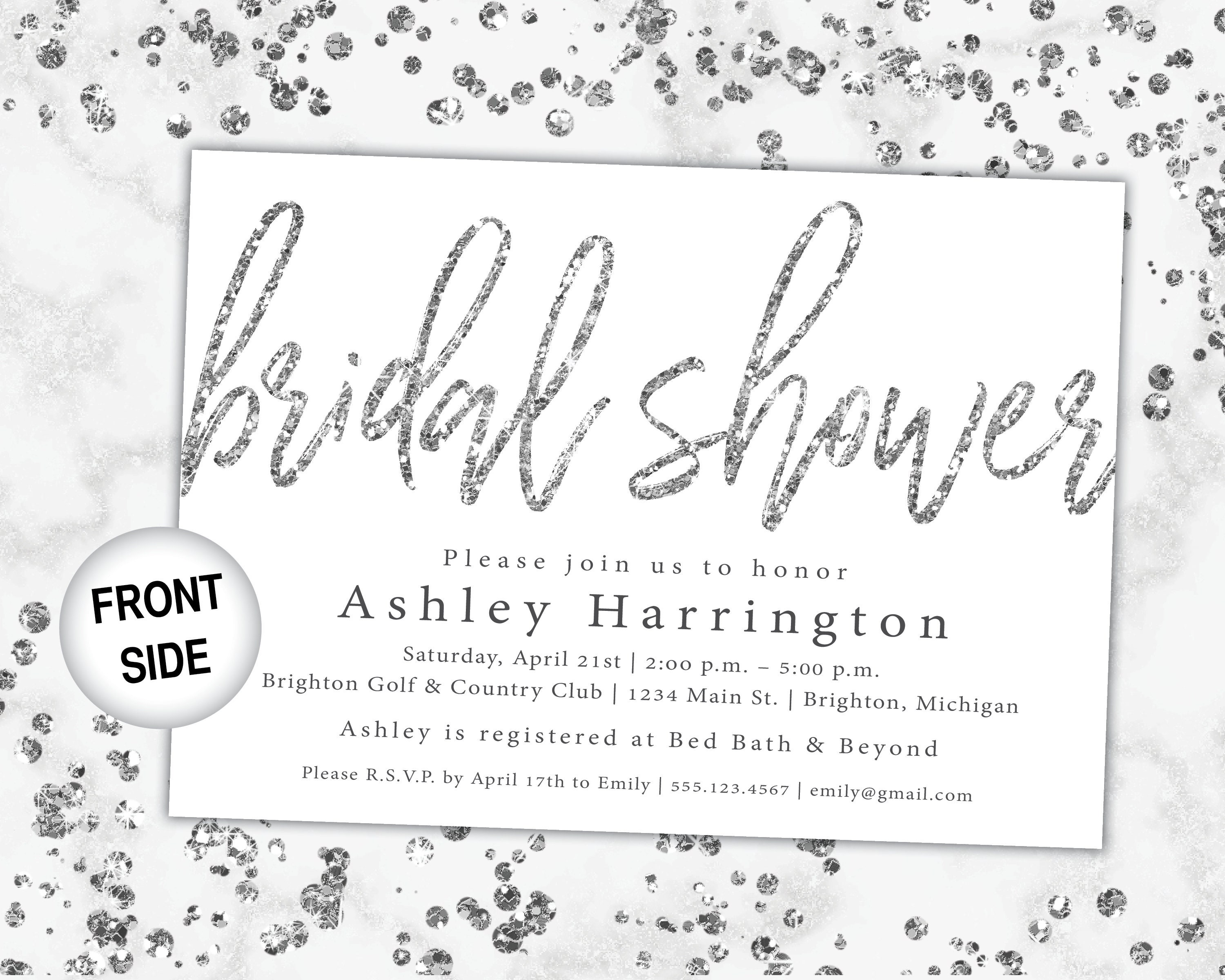 Teal and Silver Bridal Shower Invitation Bridal Shower Etsy