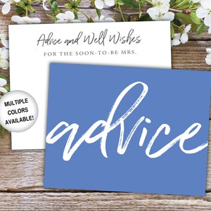 Advice Card Insert for Bridal Shower Bridal Shower Advice Card Template Advice and Well Wishes Card Printable Advice Card for Bride image 6