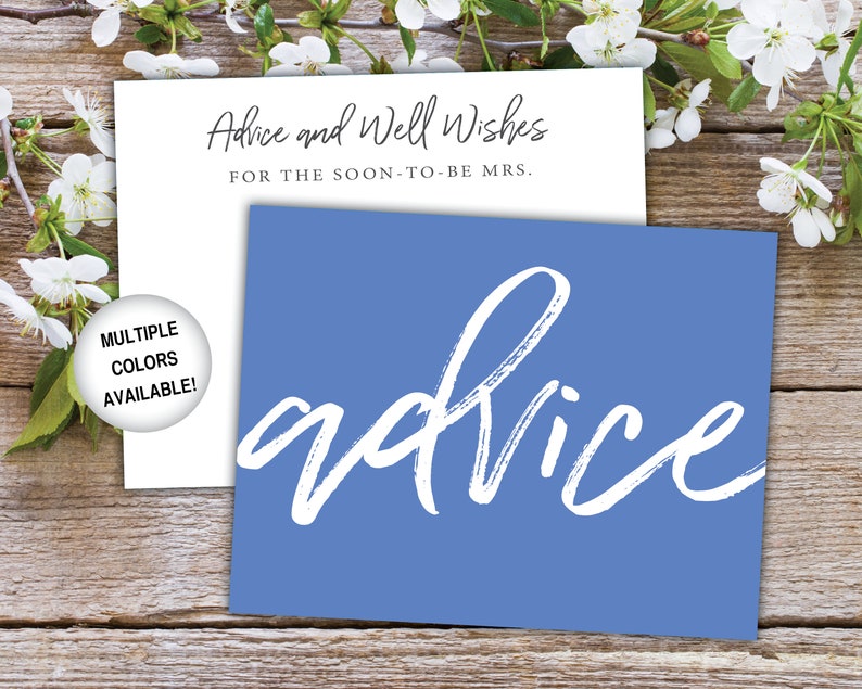 Advice Card Insert for Bridal Shower Bridal Shower Advice Card Template Advice and Well Wishes Card Printable Advice Card for Bride image 6