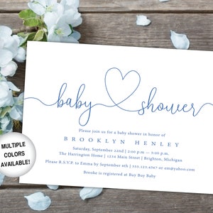 Baby Shower Invitation Boy / Printable Baby Shower Invitation / Boy Baby Shower Invitation / Baby Shower Invitation with Heart