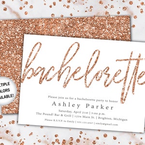 Rose Gold Glitter Bachelorette Party Invitation Bachelorette Invitation Template Rose Gold Bachelorette Party Invitation Printable zdjęcie 5