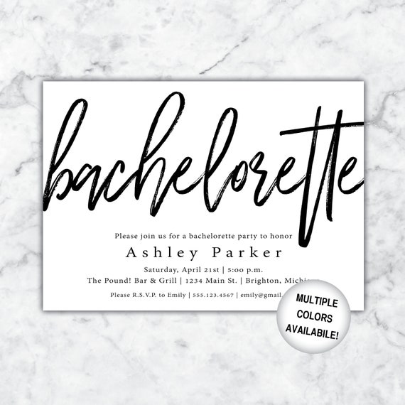 Printable Bachelorette Party Invitation Black and White | Black and White Bachelorette Party Invitation | Bachelorette Party Invite Template