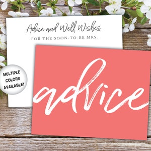 Advice Card Insert for Bridal Shower Bridal Shower Advice Card Template Advice and Well Wishes Card Printable Advice Card for Bride image 3