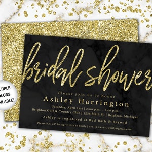 Navy and Gold Bridal Shower Invitation Bridal Shower Invitation Template Gold Bridal Shower Invitations Navy and Gold Bridal Shower image 7