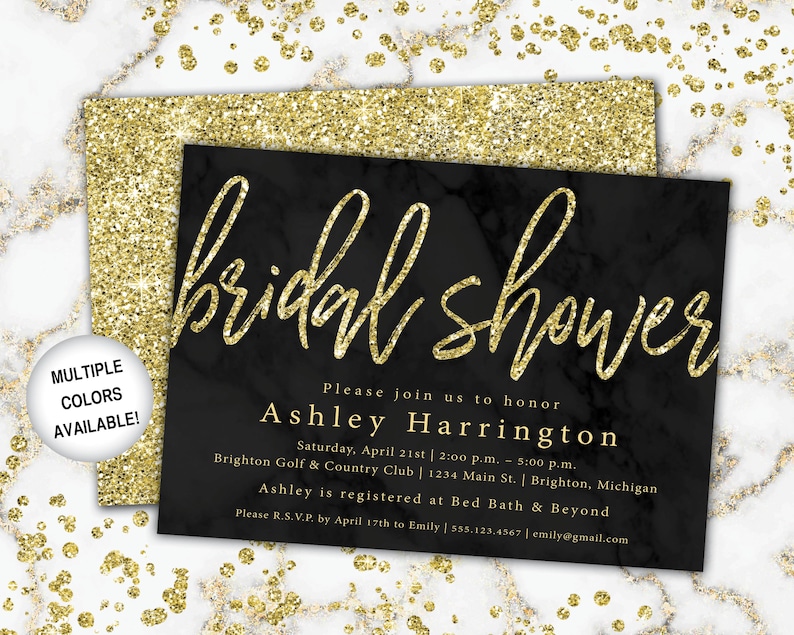 Navy and Gold Bridal Shower Invitation Bridal Shower Invitation Template Gold Bridal Shower Invitations Navy and Gold Bridal Shower image 7