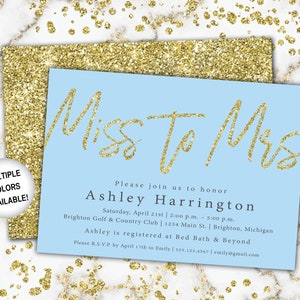 Miss to Mrs Bridal Shower Invitation Navy and Gold Bridal Shower Invitation Miss to Mrs Gold Glitter Gold and Navy From Miss to Mrs image 9