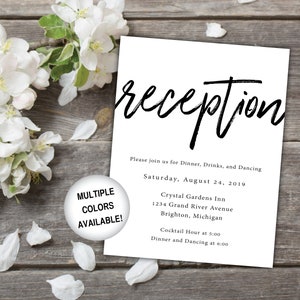 Printable Wedding Reception Card Black and White Reception Invitation Wedding Reception Invitations Wedding Reception Template Card image 1
