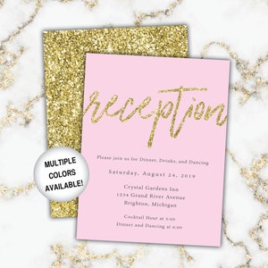 Gold and Black Reception Cards Wedding Reception Cards Black and Gold Glitter Wedding Reception Invitations image 7