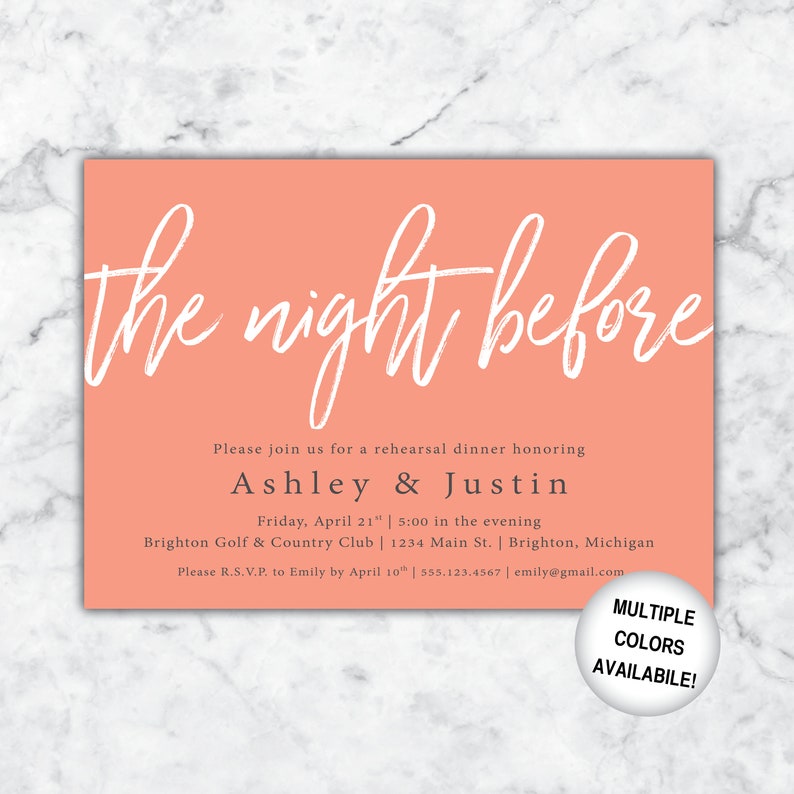 Rehearsal Dinner Invitations The Night Before Invitations Printable Wedding Invitations Package Wedding Rehearsal Invitations Template image 4