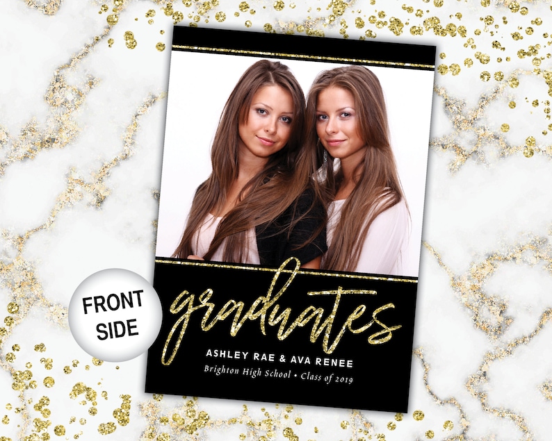 Twin Graduation Party Invitation Gold Gold Graduation Party Etsy