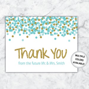 Gracias Tarjetas Ducha Nupcial Gold Glitter Ducha de novia Gracias Tarjetas Confeti Tarjetas postales de agradecimiento Confeti Future Mr & Mrs