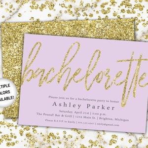 Black and Gold Bachelorette Party Invitation Bachelorette Invitation Template Black and Gold Glitter Bachelorette Party Invitation image 9