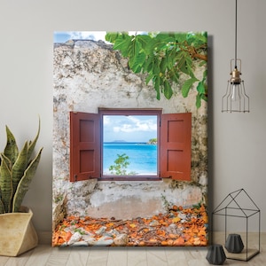 Cinnamon Bay St John Wall Art, Wall Canvas or Acrylic Glass, Window to the Beach | Cinnamon Bay Ruins | St John US Virgin Islands Sugar Mill