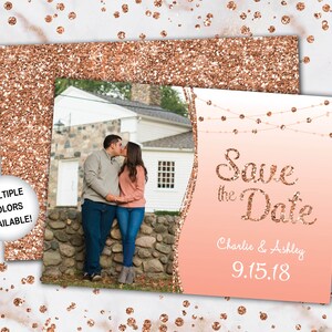 Rose Gold Save The Dates | Save The Date Invitation Template Rose Gold | Save the Date Invitation Announcement Rose Gold Glitter