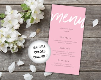 Blush Pink Wedding Menu Template | Wedding Menu Cards Printable Light Pink | Menu Cards for Wedding | Menu Digital File for Wedding Blush