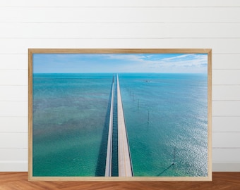 Florida Keys Seven Mile Bridge Aerial View Photo, 7 Mile Bridge Wall Decor Print, Florida Keys Photography, Ocean View, Coastal Wall Art