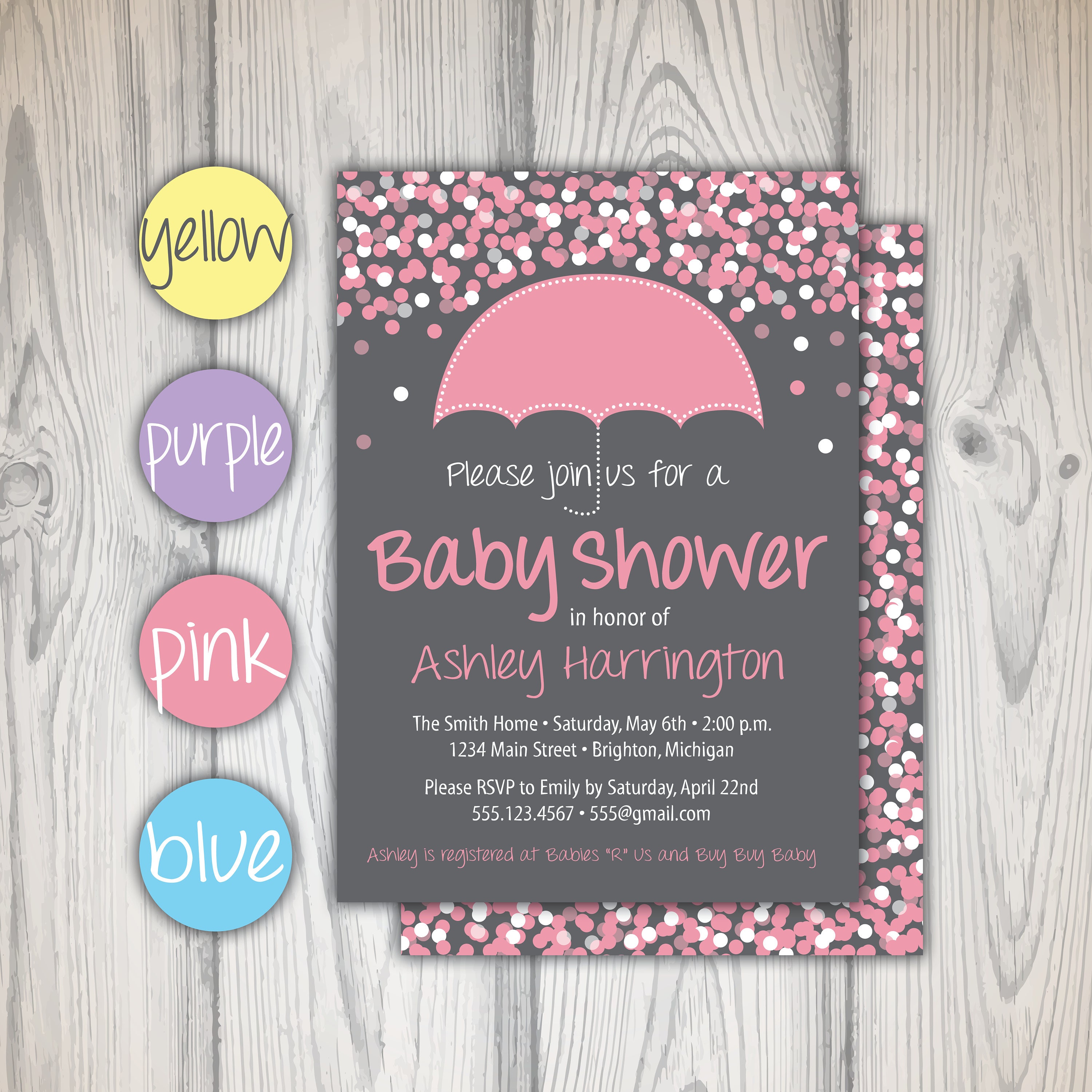 Baby Shower Invitation Baby Girl Patterns Invite baby girl shower Printable Digital File OR Printed Cards