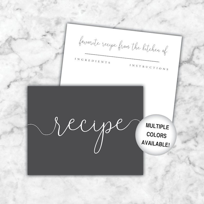 Printable Recipe Cards Bridal Shower Recipe Card Recipe | Etsy