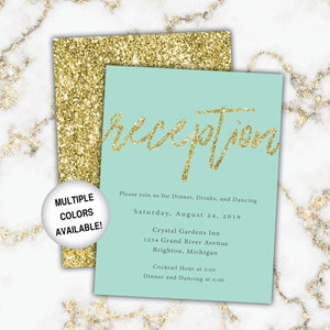 Gold and Black Reception Cards Wedding Reception Cards Black and Gold Glitter Wedding Reception Invitations image 8