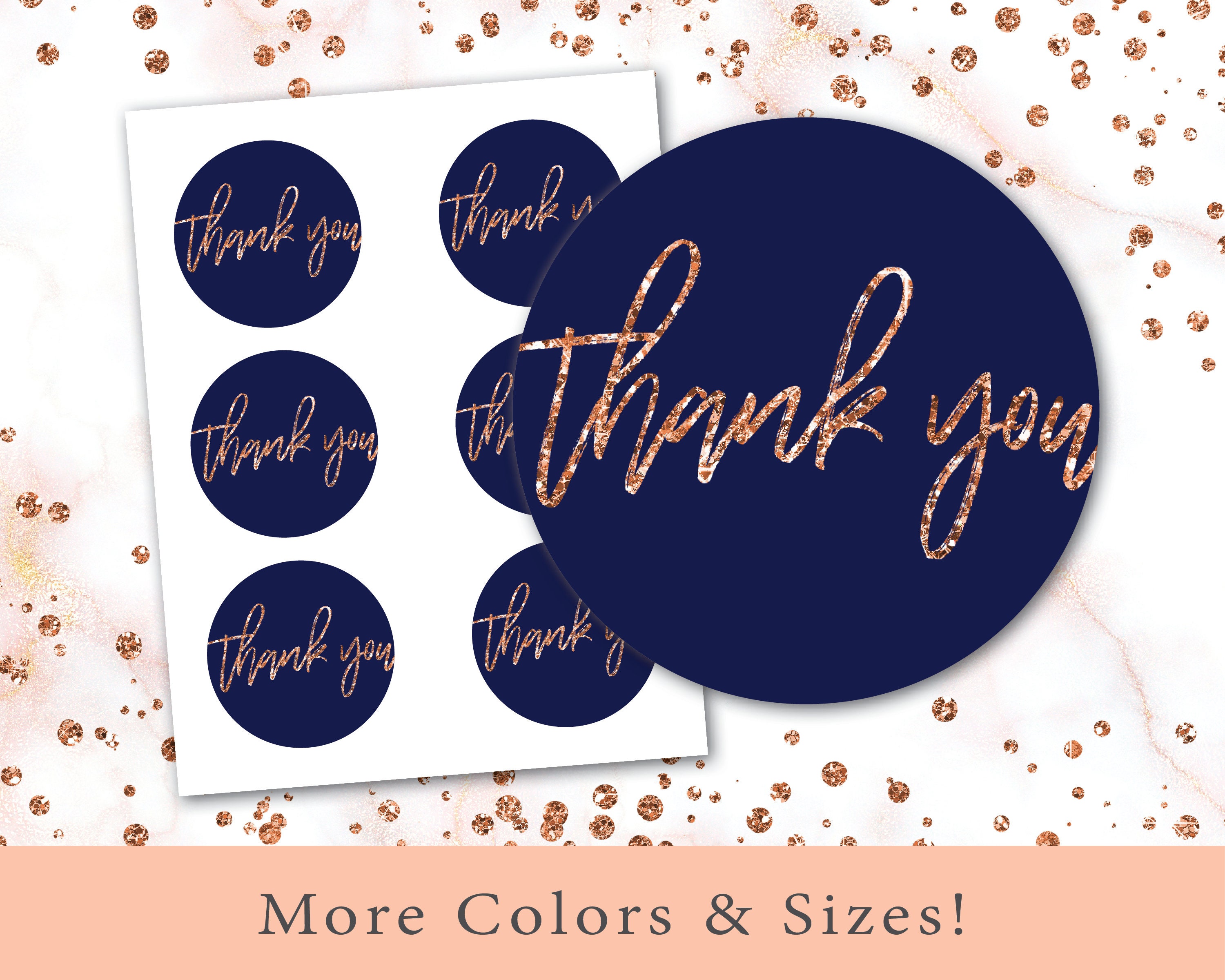 Rose Gold Round Thank You Stickers for Favors | Round Favor Tags for ...