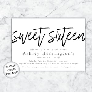 Sweet Sixteen Invitation Printable | Sweet 16 Party Invitation | Printable Sweet Sixteen Invite | Sweet Sixteen Birthday Party Template
