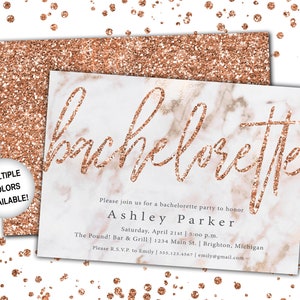 Rose Gold Glitter Bachelorette Party Invitation Bachelorette Invitation Template Rose Gold Bachelorette Party Invitation Printable image 8