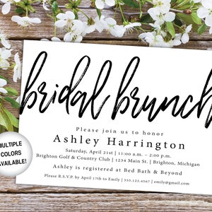 Bridal Brunch Invitation Black and White Printable Bridal Brunch Invitation Brunch Bridal Shower Invitation Invitation Template Invite image 1