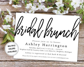 Bridal Brunch Invitation Black and White | Printable Bridal Brunch Invitation | Brunch Bridal Shower Invitation | Invitation Template Invite