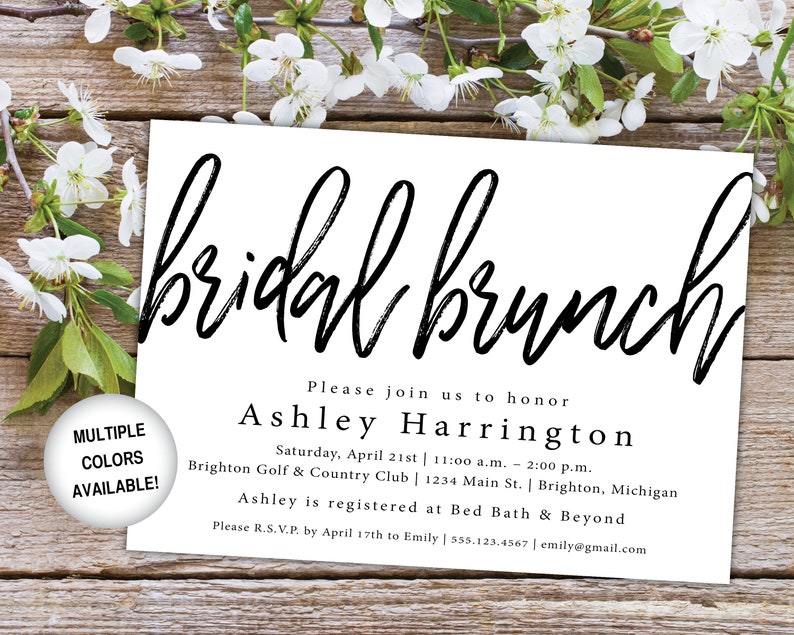 Bridal Brunch Invitation Black and White Printable Bridal Brunch Invitation Brunch Bridal Shower Invitation Invitation Template Invite image 1