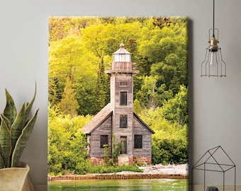 Grand Island East Channel Light Acrylic or Wall Canvas | Michigan Lighthouse Photography | Lake Superior Lighthouse Photo | Pictured Rocks