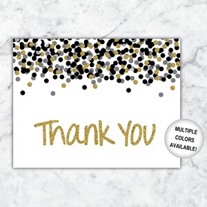 obrigado cartões confetes de brilho preto e dourado | obrigado do ouro você cartões confetes | obrigado cartões postais | Cartões de agradecimento de confete