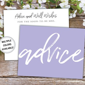 Advice Card Insert for Bridal Shower Bridal Shower Advice Card Template Advice and Well Wishes Card Printable Advice Card for Bride image 8