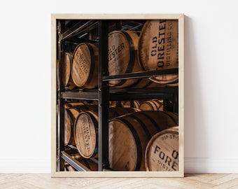 Bourbon Barrels Rackhouse Old Forester Distillery Photo Print, Distillery Photo, Whiskey Man Cave Decor, Kentucky Bourbon Wall Art Decor