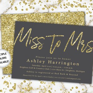 Miss to Mrs Bridal Shower Invitation Navy and Gold Bridal Shower Invitation Miss to Mrs Gold Glitter Gold and Navy From Miss to Mrs image 10