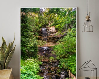 Munising Falls | Michigan Waterfall Photography | Vertical Waterfall Print | Up North Michigan Waterfall Photo | Pictured Rocks Munising