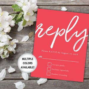 Printable Wedding Reply Card Black and White Wedding RSVP Card Wedding Reply Card for Invitations Wedding Reply Card Template RSVP image 7