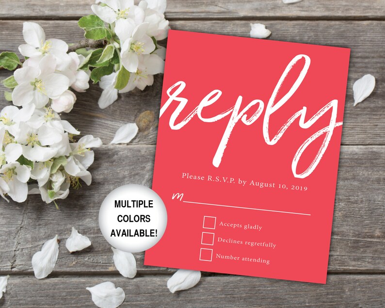 Printable Wedding Reply Card Black and White Wedding RSVP Card Wedding Reply Card for Invitations Wedding Reply Card Template RSVP image 7