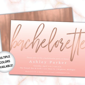 Rose Gold Foil Bachelorette Party Invitation Bachelorette Invitation Template Rose Gold and Black Bachelorette Party Invitation Fade image 8