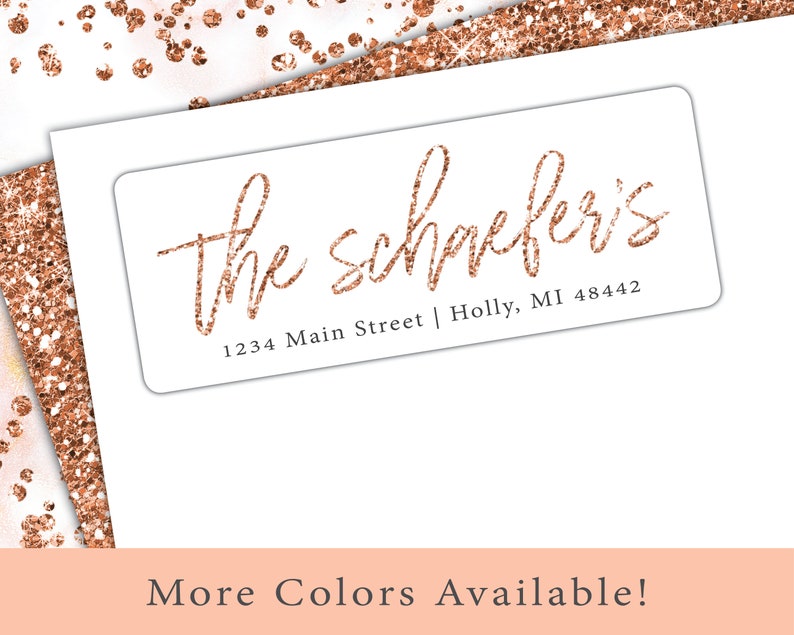 Rose Gold Return Address Labels Simple Return Address Labels Rose Gold Glitter Marble Personalized Return Address Labels Rose Gold image 1