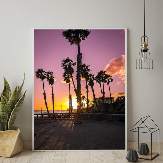 California Palm Trees Sunset Photography Ventura Pier Beach | Etsy