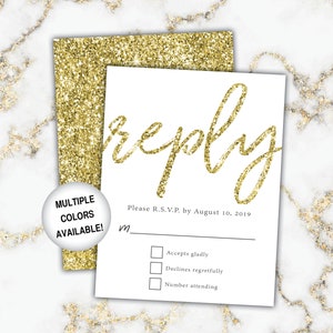 Gold Wedding Reply Cards Wedding RSVP Cards Gold and White Marble Gold Marble Wedding Reply Cards with Invitations Gold Wedding RSVP image 5